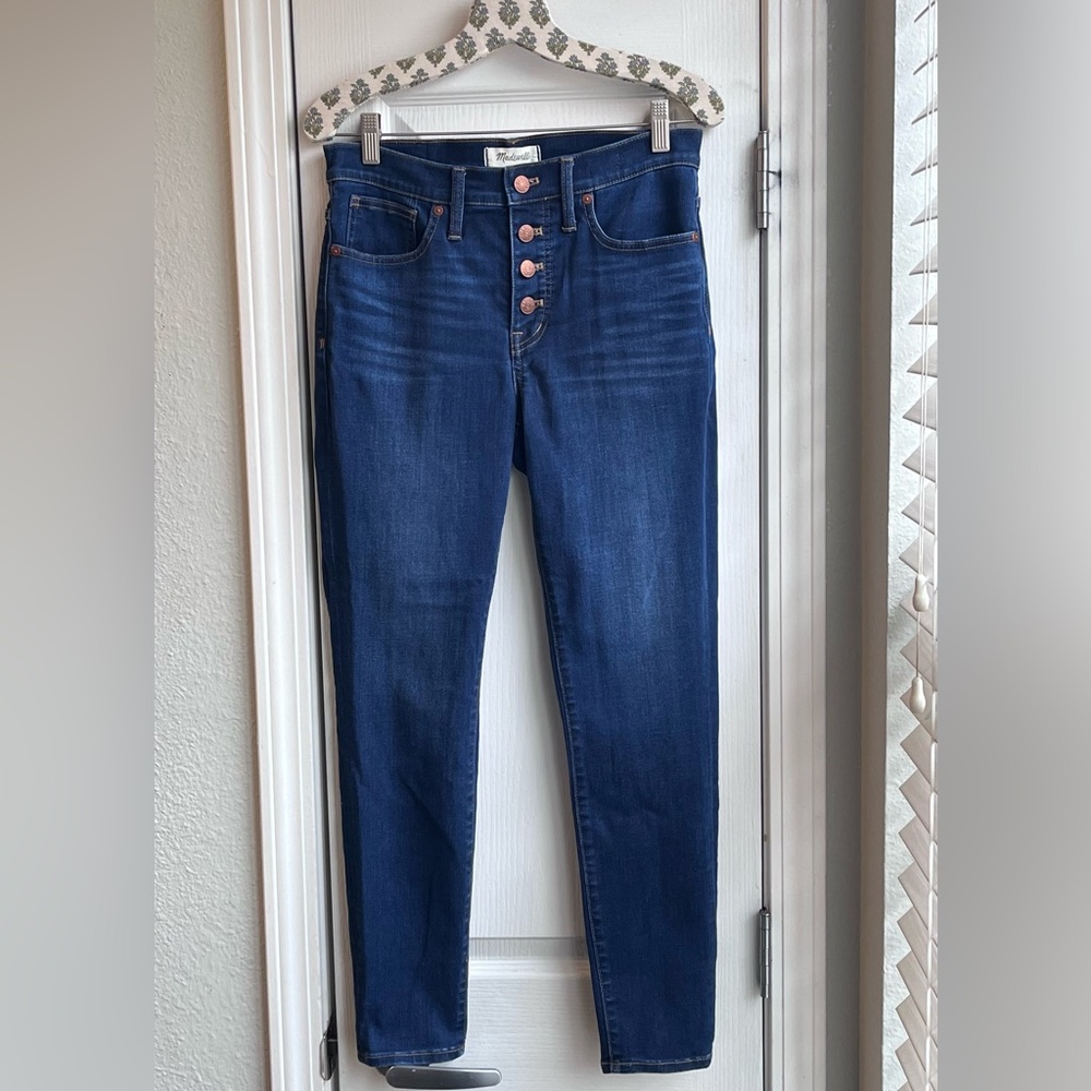 Madewell 9” Mid-Rise Skinny Jeans Button Fly Hayes Wash Tencel Blend Women’s 28
